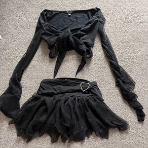 Dolls Kill Black Mini Skirt with Heart Detail